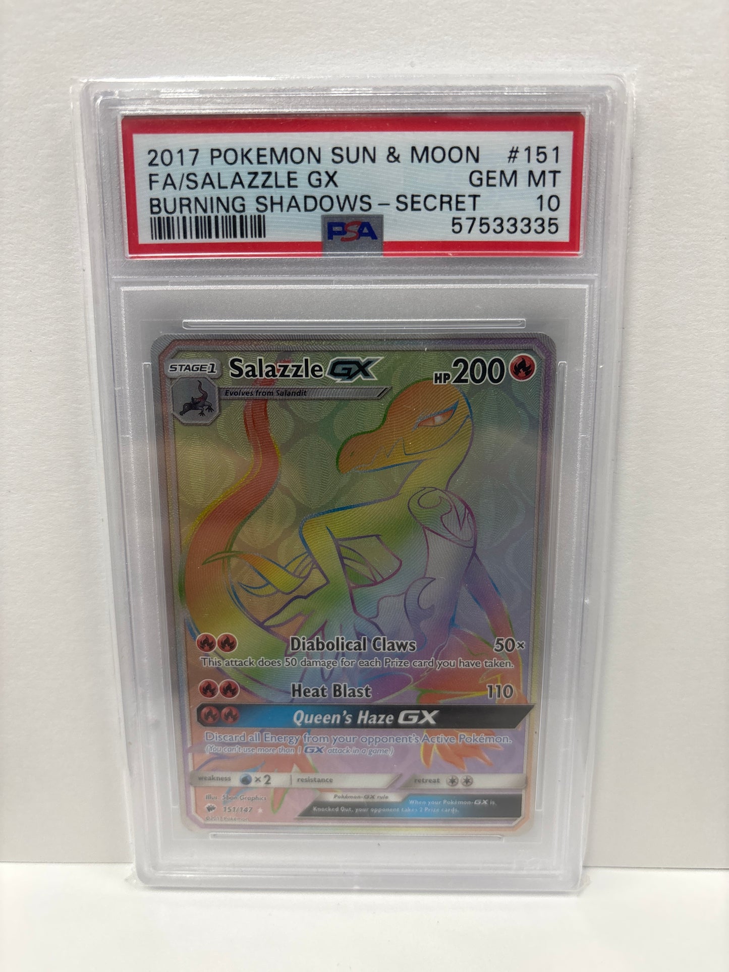 Pokemon Salazzle GX 151/147 PSA 10
