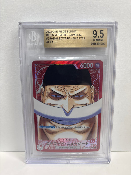 One Piece TCG JP Edward.Newgate OP02-001 Beckett 9.5
