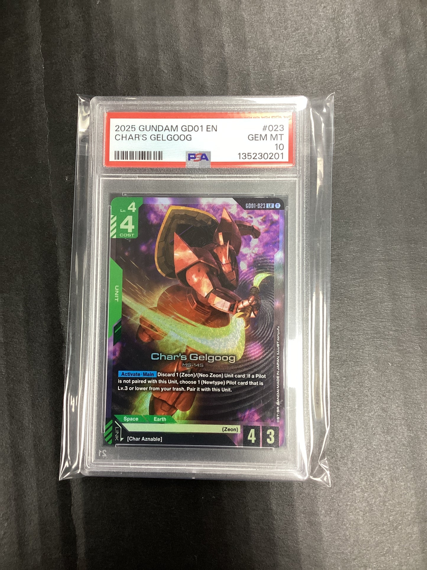 2025 Gundam Card Game Char’s Gelgoog GD01-023 LR PSA 10