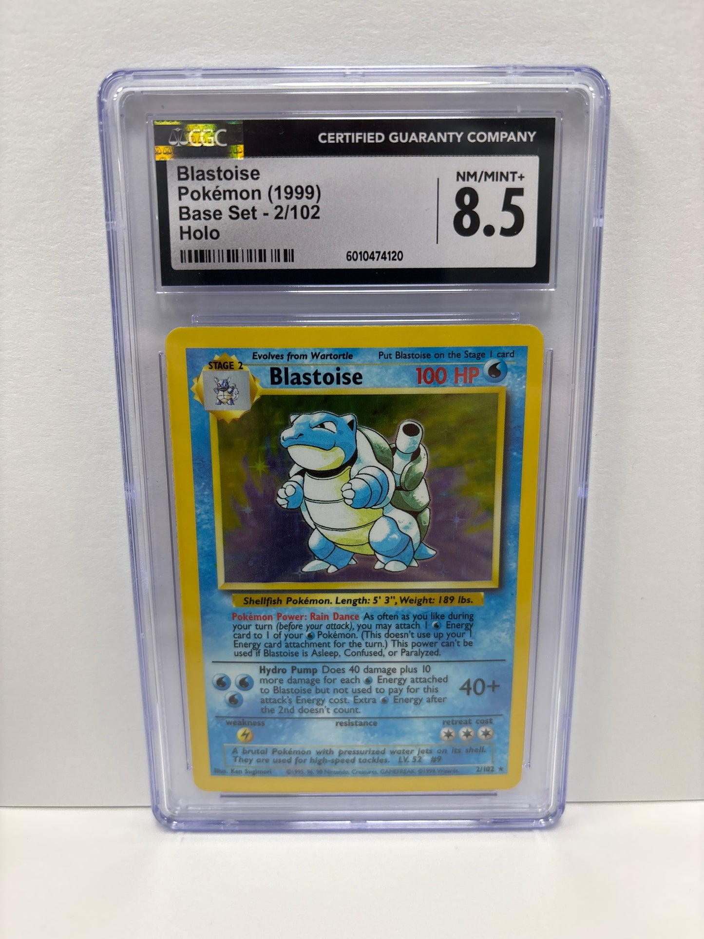 Pokemon Blastoise 2/102 (1999) CGC 8.5