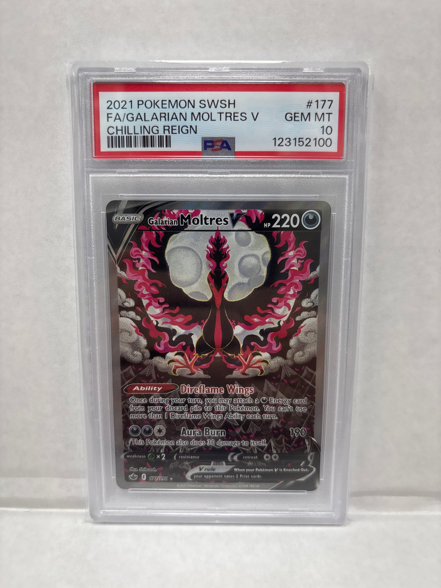 Pokemon Galarian Moltres V 177/198 PSA 10