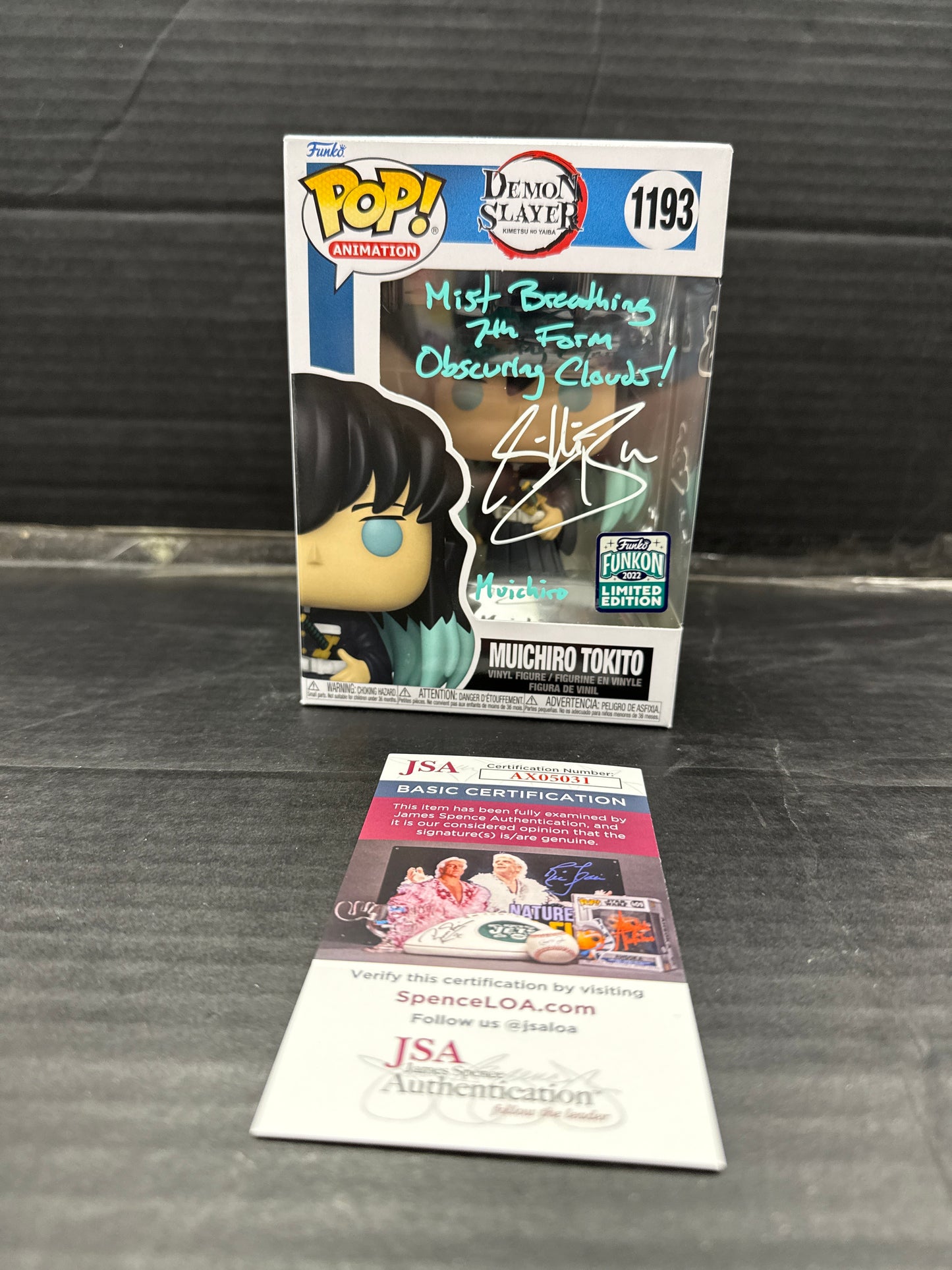 Funko Pop! Demon Slayer Muichiro Tokito 1193 Funkon 2022 Exclusive Signed by Griffin Burns (Grade A)