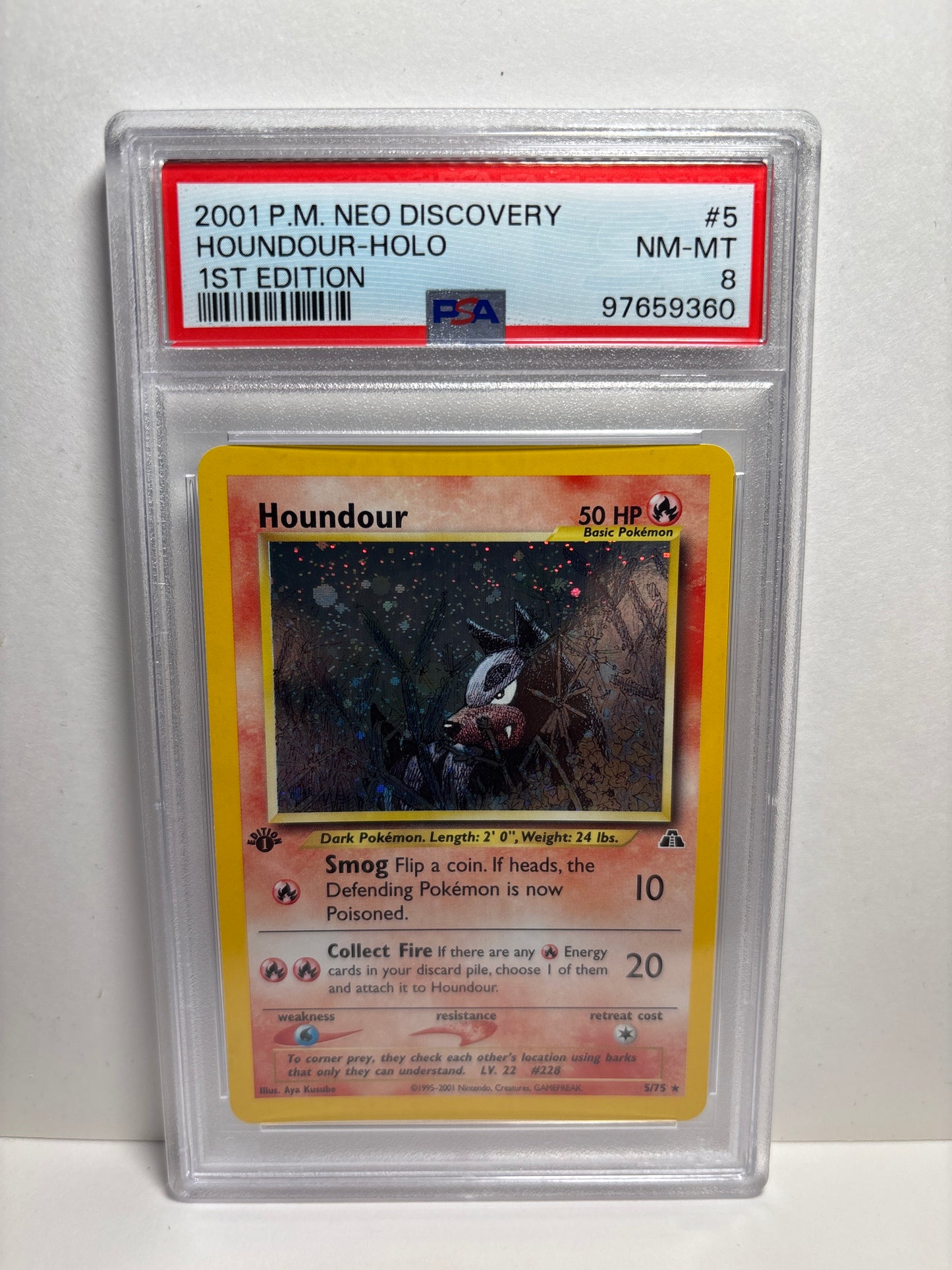 Pokemon Houndour 5/75 1st Edition (2001) PSA 8