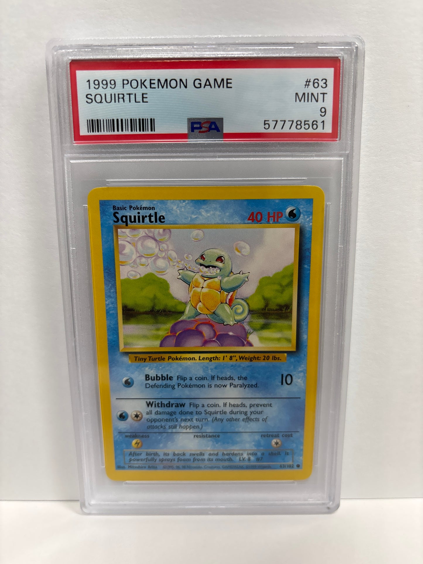 Pokemon Squirtle 63/102 (1999) PSA 9