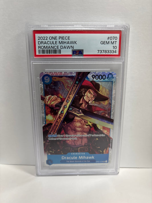 One Piece TCG Dracule Mihawk OP01-070 PSA 10