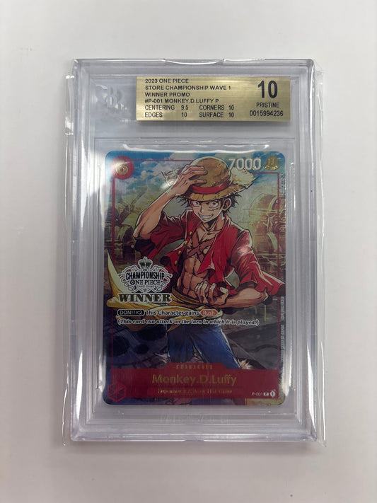 One Piece TCG Monkey.D.Luffy P-001 Winner Promo Beckett 10