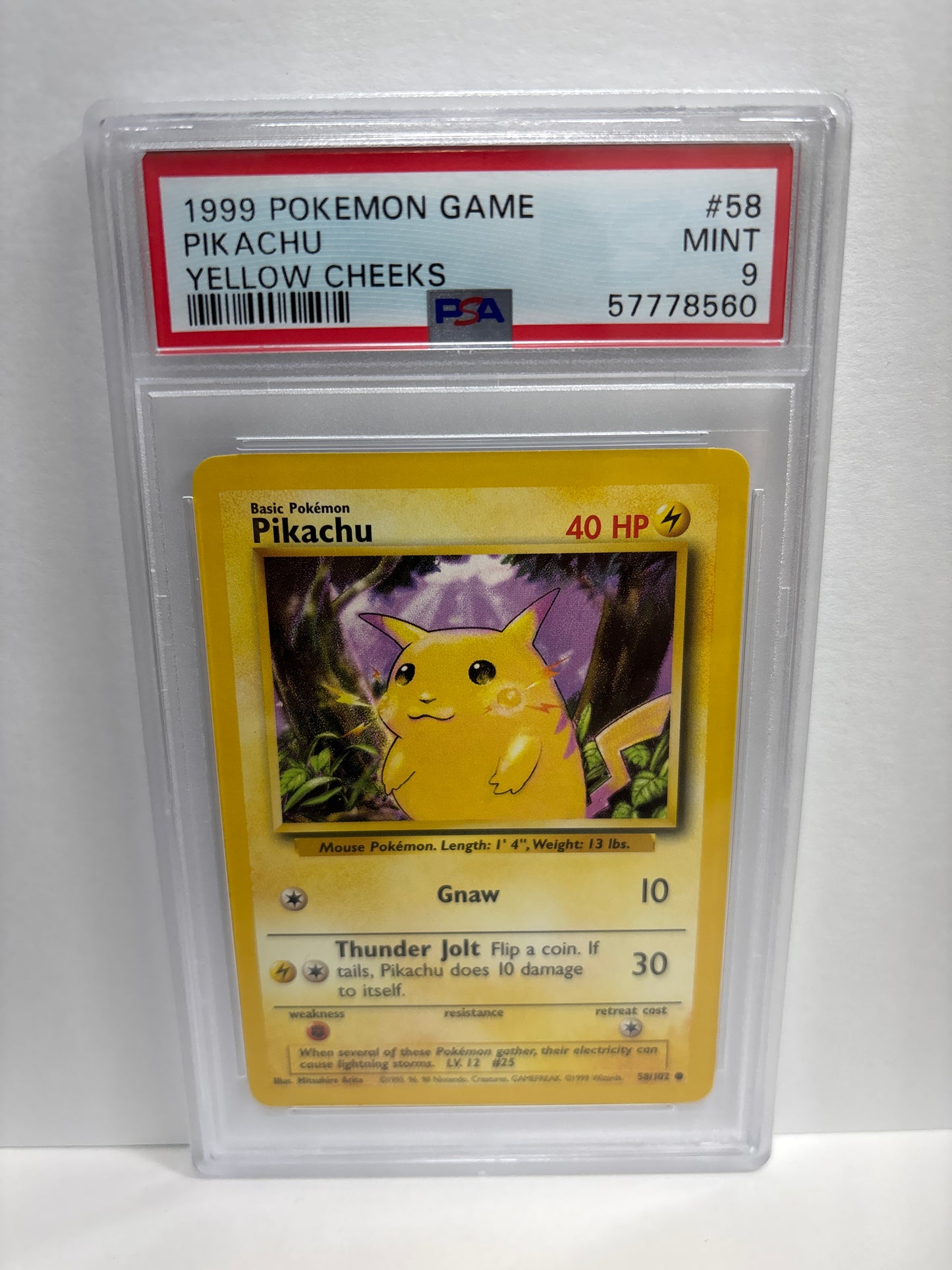 Pokemon Pikachu 58/102 (Yellow Cheeks) PSA 9