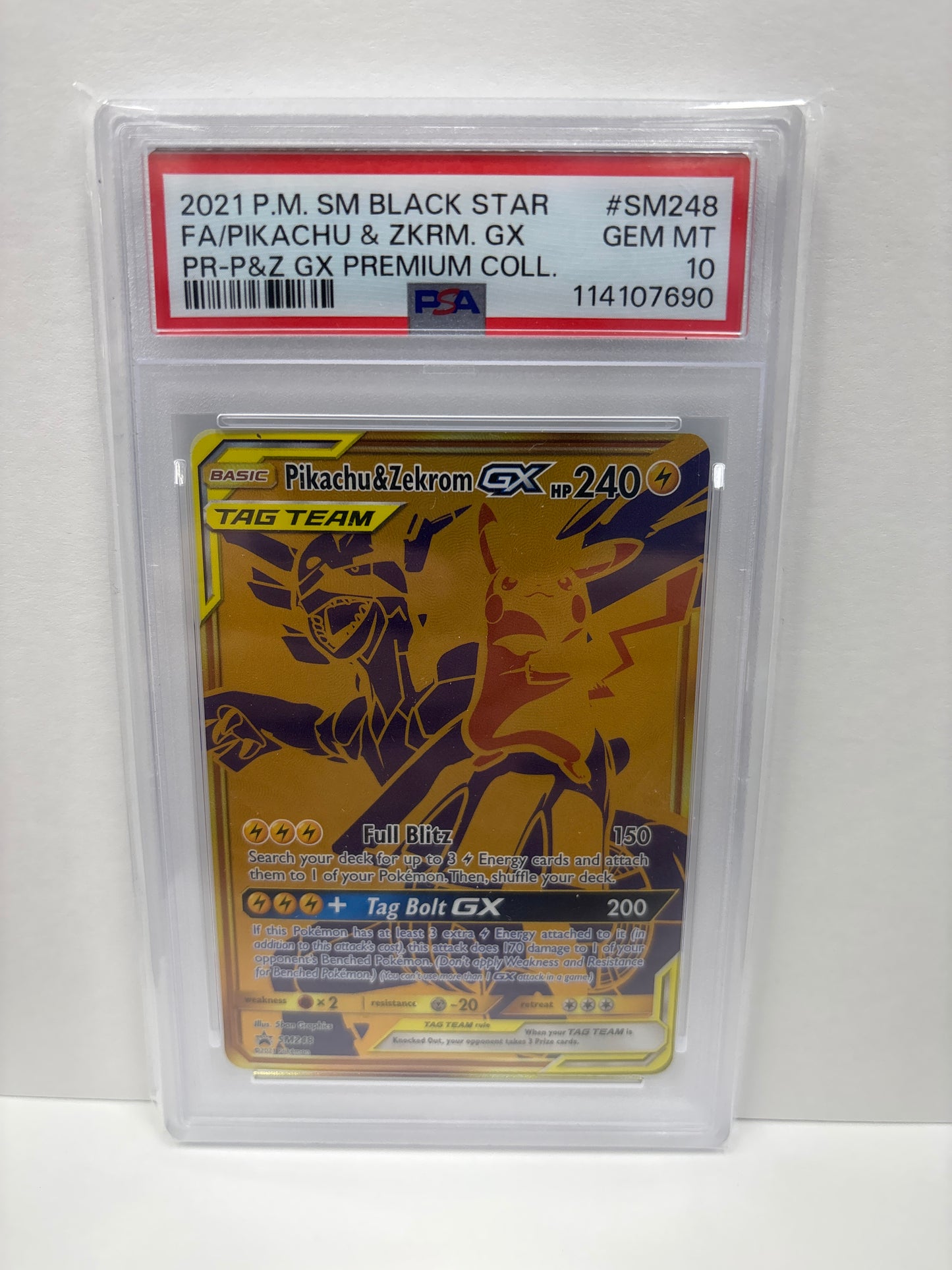 Pokemon Pikachu & Zekrom GX SM248 PSA 10