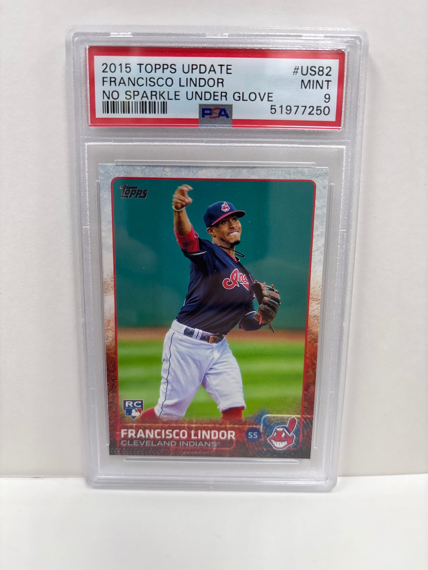 2015 Topps Update Francisco Lindor US82 (No Sparkle Under Glove) PSA 9