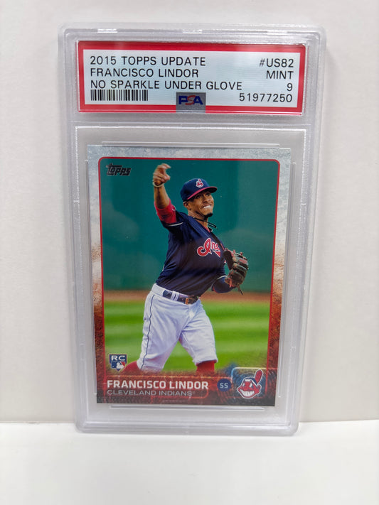 2015 Topps Update Francisco Lindor US82 (No Sparkle Under Glove) PSA 9