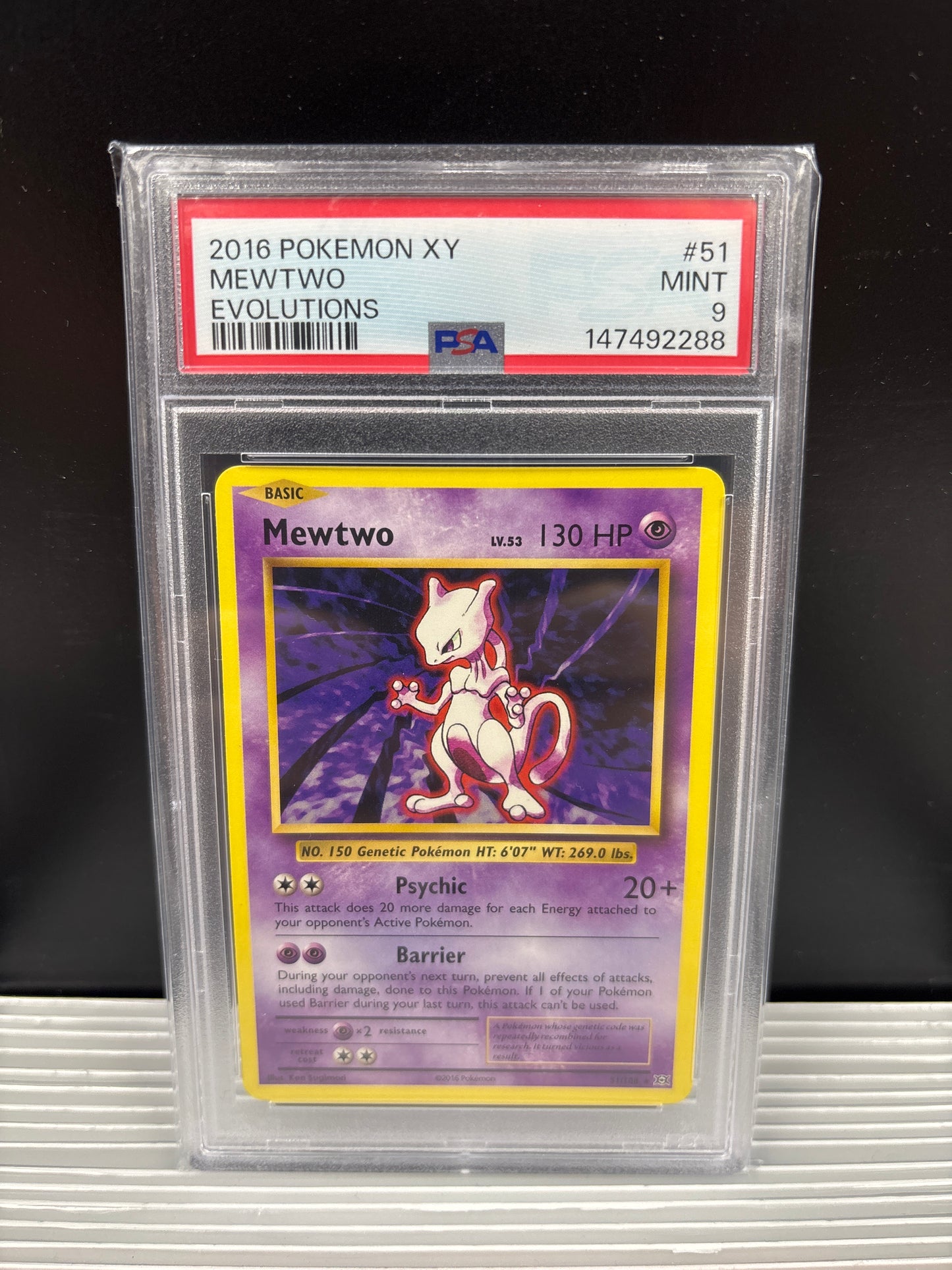 Pokemon Mewtwo 51/108 Non-Holo (2016) PSA 9
