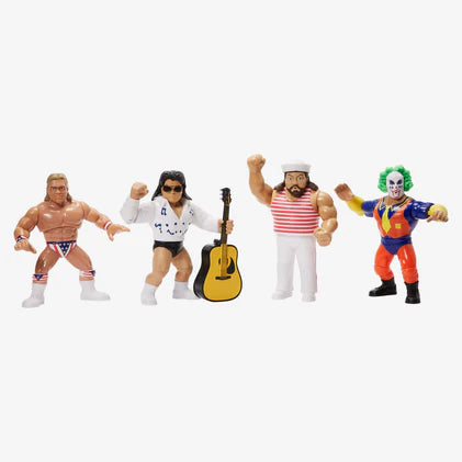 Mattel WWE Official Retro 4-Pack Lex Luger, Greg the Hammer Valentine, Doink the Clown, Tugboat