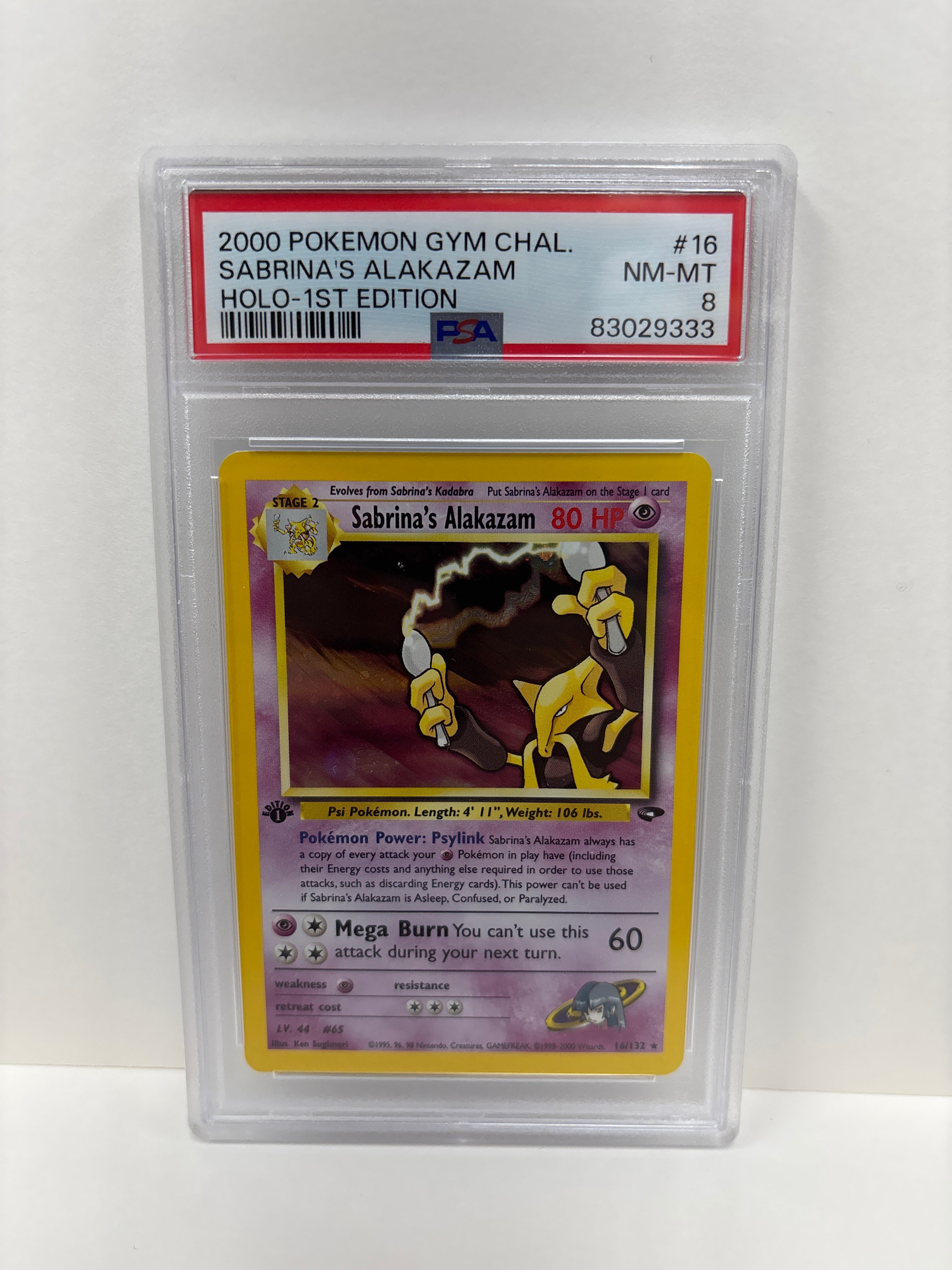 sabrina's alakazam pokemon card value 1995 holo card. 16/132 Commemorate your favorite tabletop game with this Sabrinas Alakazam 2000 Pokemon Gym Challenge Holo Rare #16 PSA Authenticated 7 Card Sabrina's Alakazam Holo - Gym
