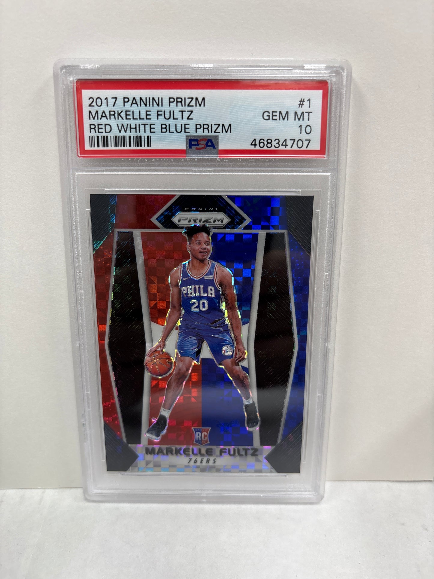2017 Panini Prizm Markelle Fultz #1 Red White Blue Prizm PSA 10
