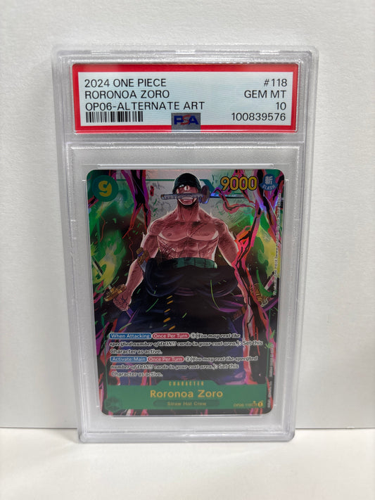 One Piece TCG Roronoa Zoro OP06-118 PSA 10
