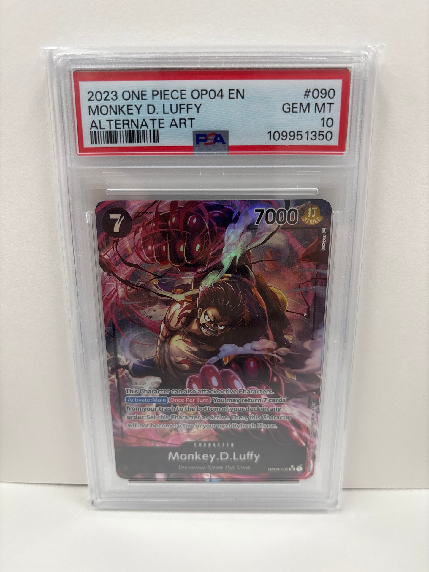 One Piece TCG Monkey D. Luffy OP04-090 PSA 10