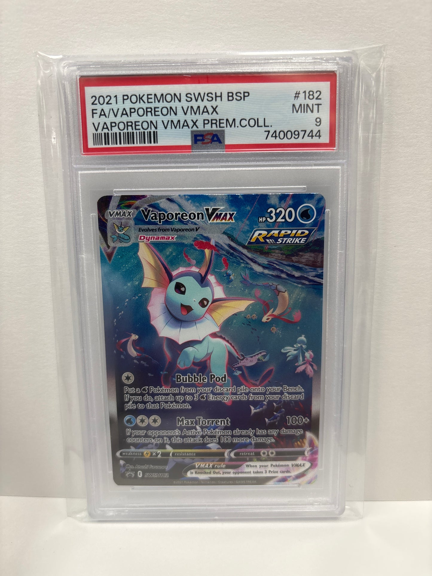 Pokemon Vaporeon VMAX SWSH182 PSA 9