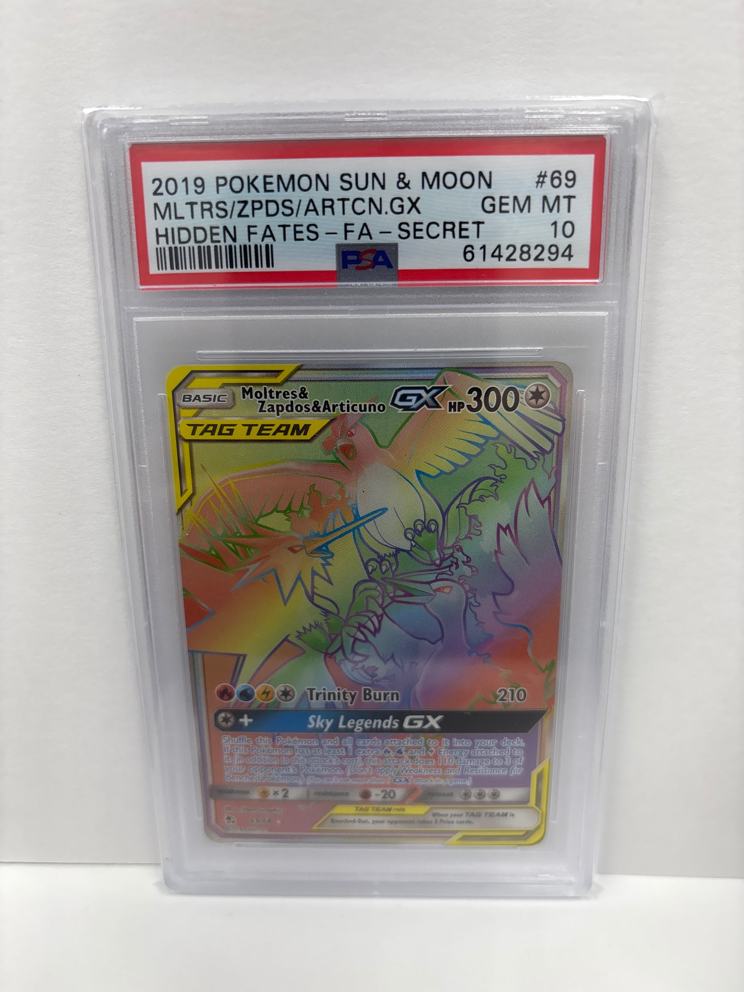Pokemon Moltres & Zapdos & Articuno GX 69/68 PSA 10