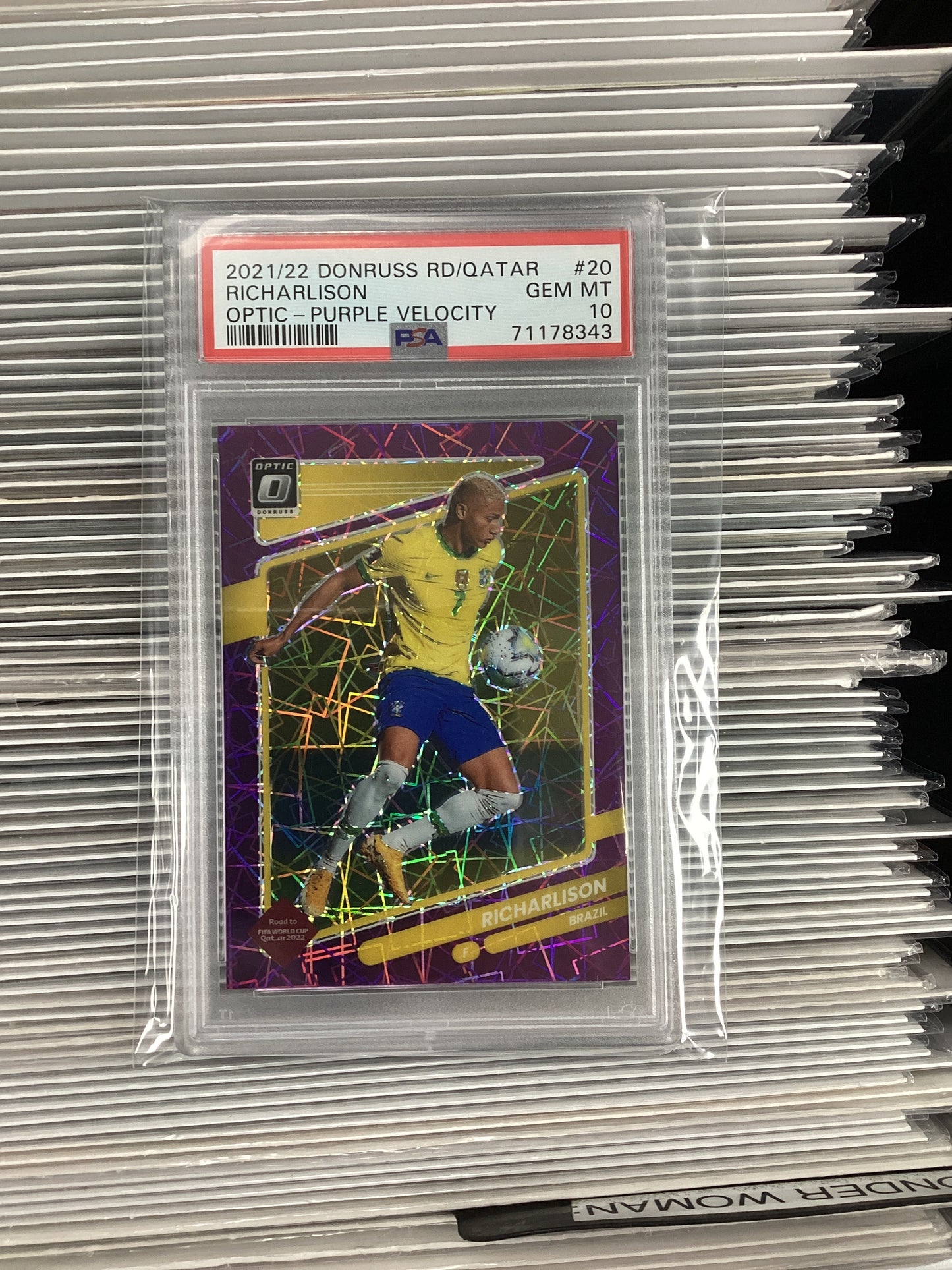 2021/22 Donruss Richarlison #20 Optic Purple Velocity 66/96 PSA 10