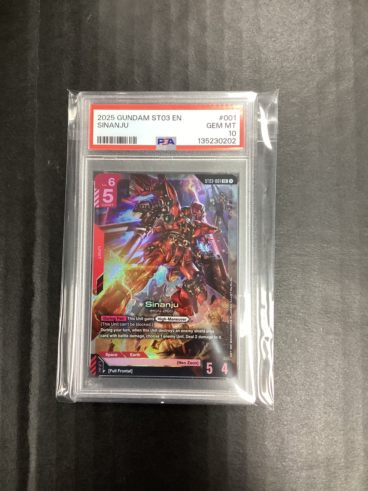 2025 Gundam Card Game Sinanju ST03-001 LR PSA 10