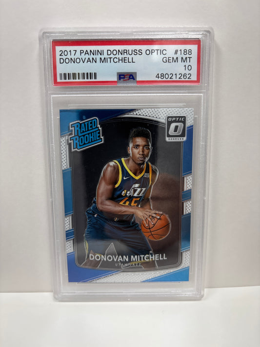 2017 Panini Donruss Optic Donovan Mitchell #188 PSA 10 (Scratches on Slab)