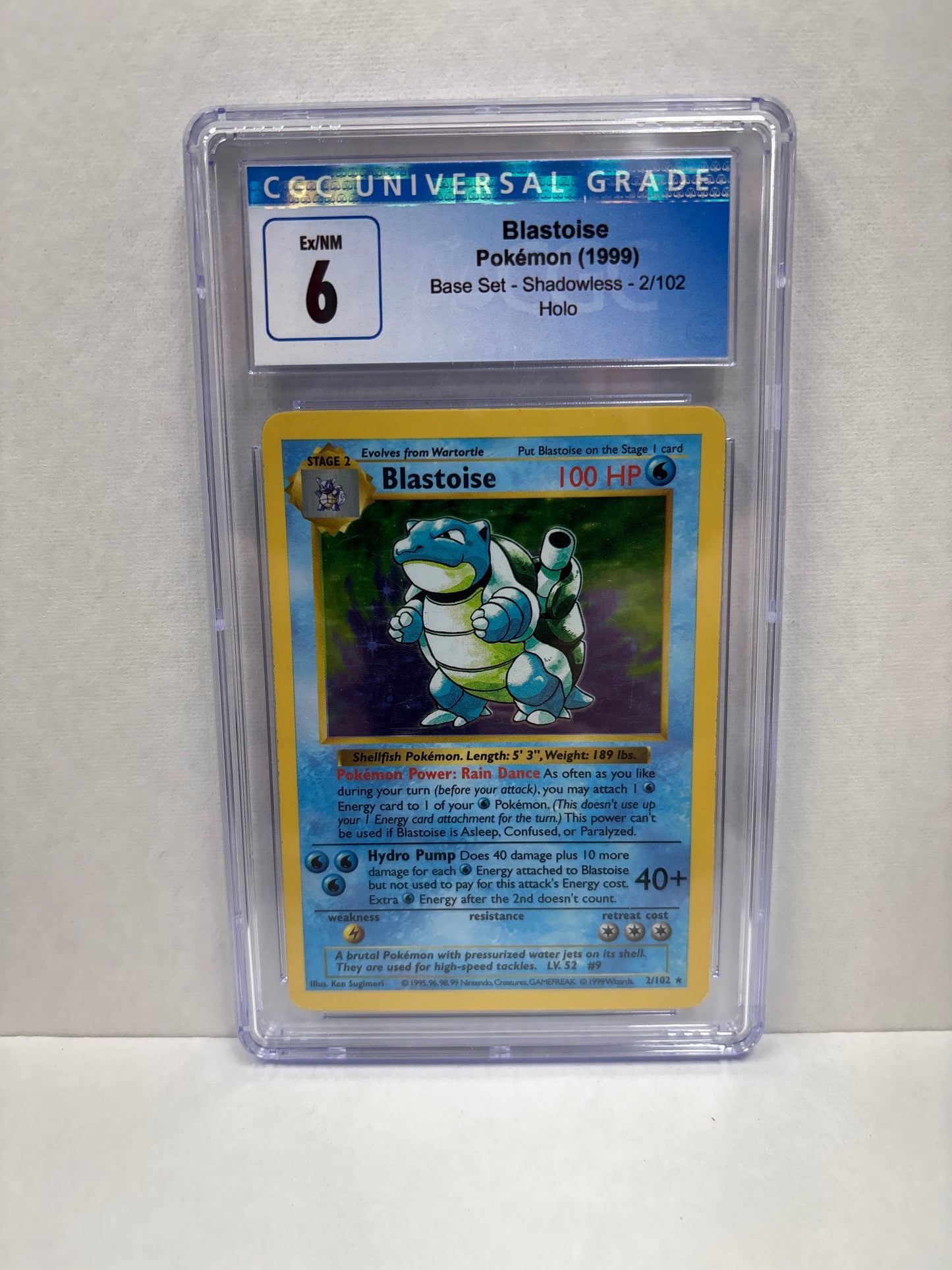 Pokemon Blastoise 2/102 (1999) Shadowless CGC 6