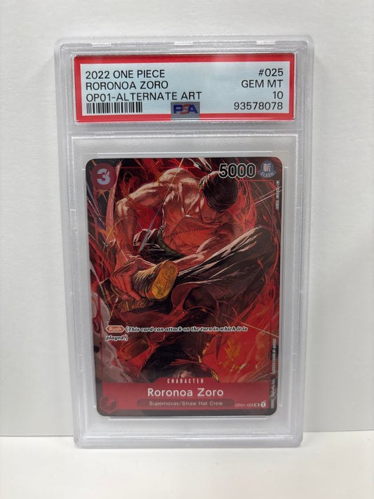 One Piece TCG Roronoa Zoro OP01-025 PSA 10