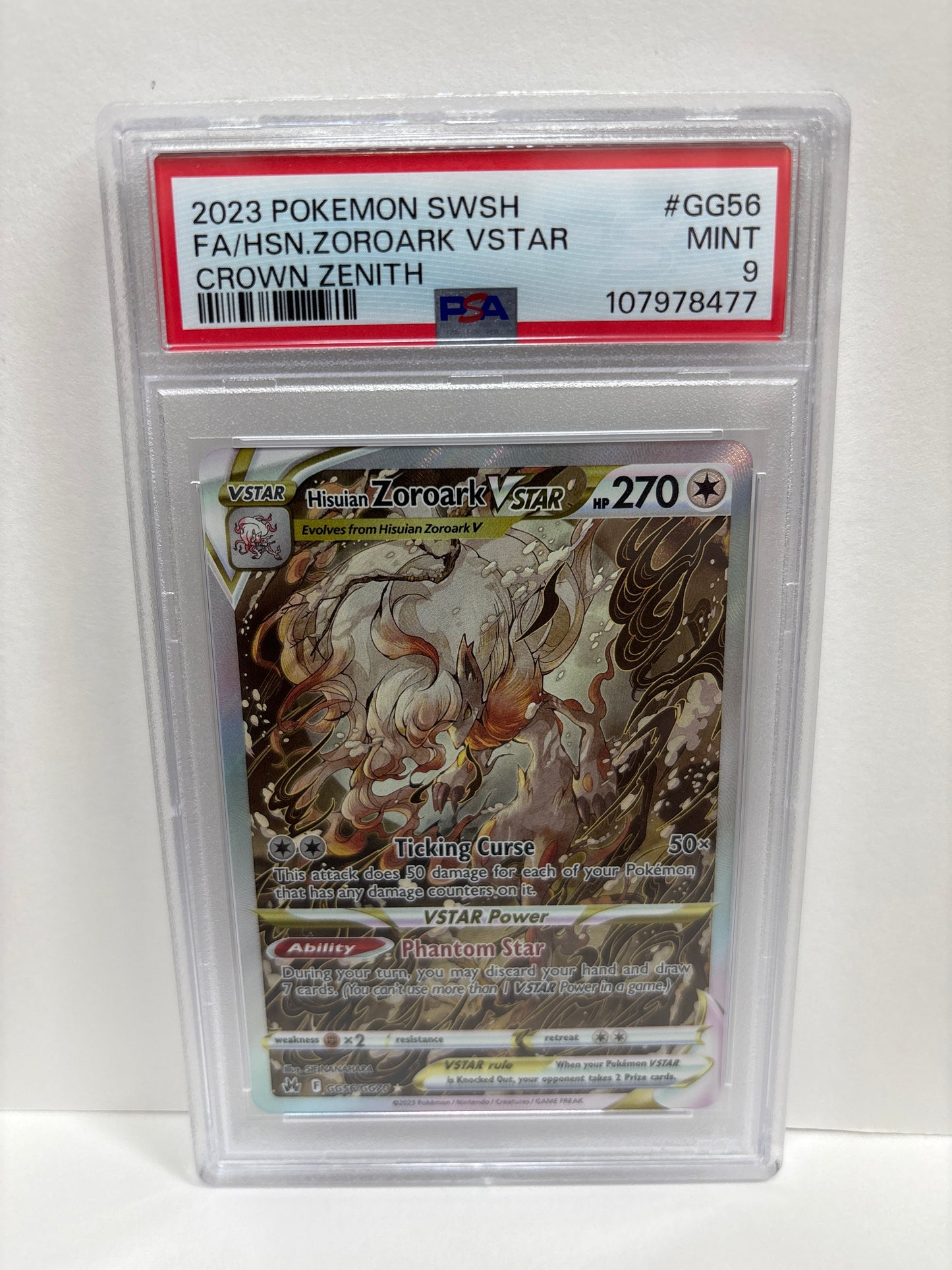 Pokemon Hisuian Zoroark VSTAR GG56/GG70 PSA 9