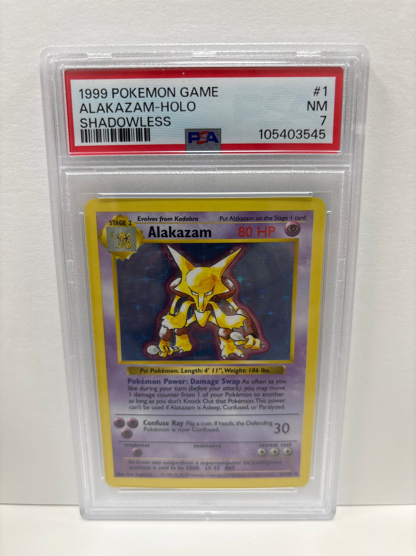 Pokemon Alakazam 1/102 Shadowless PSA 7