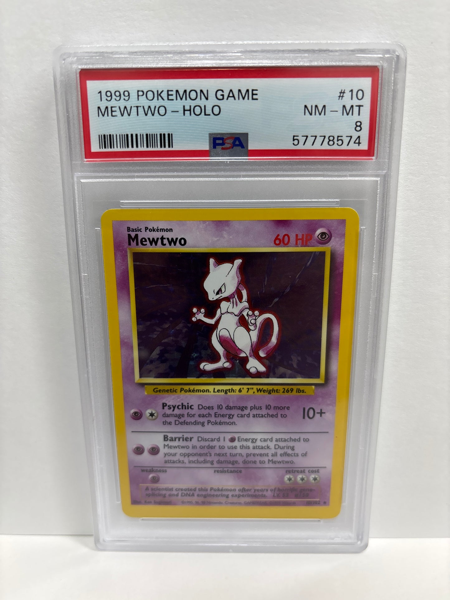Pokemon Mewtwo 10/102 (1999) PSA 8