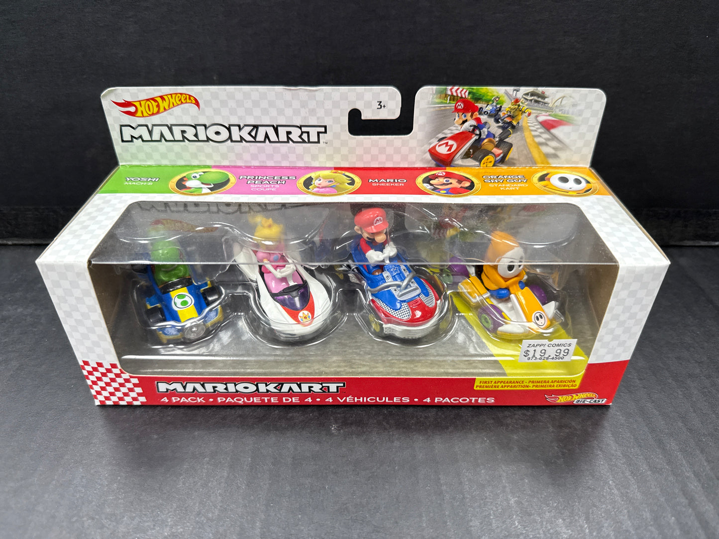Hot Wheels Mario Kart - 4 Pack (Yoshi, Princess Peach, Mario, Orange Shy Guy)