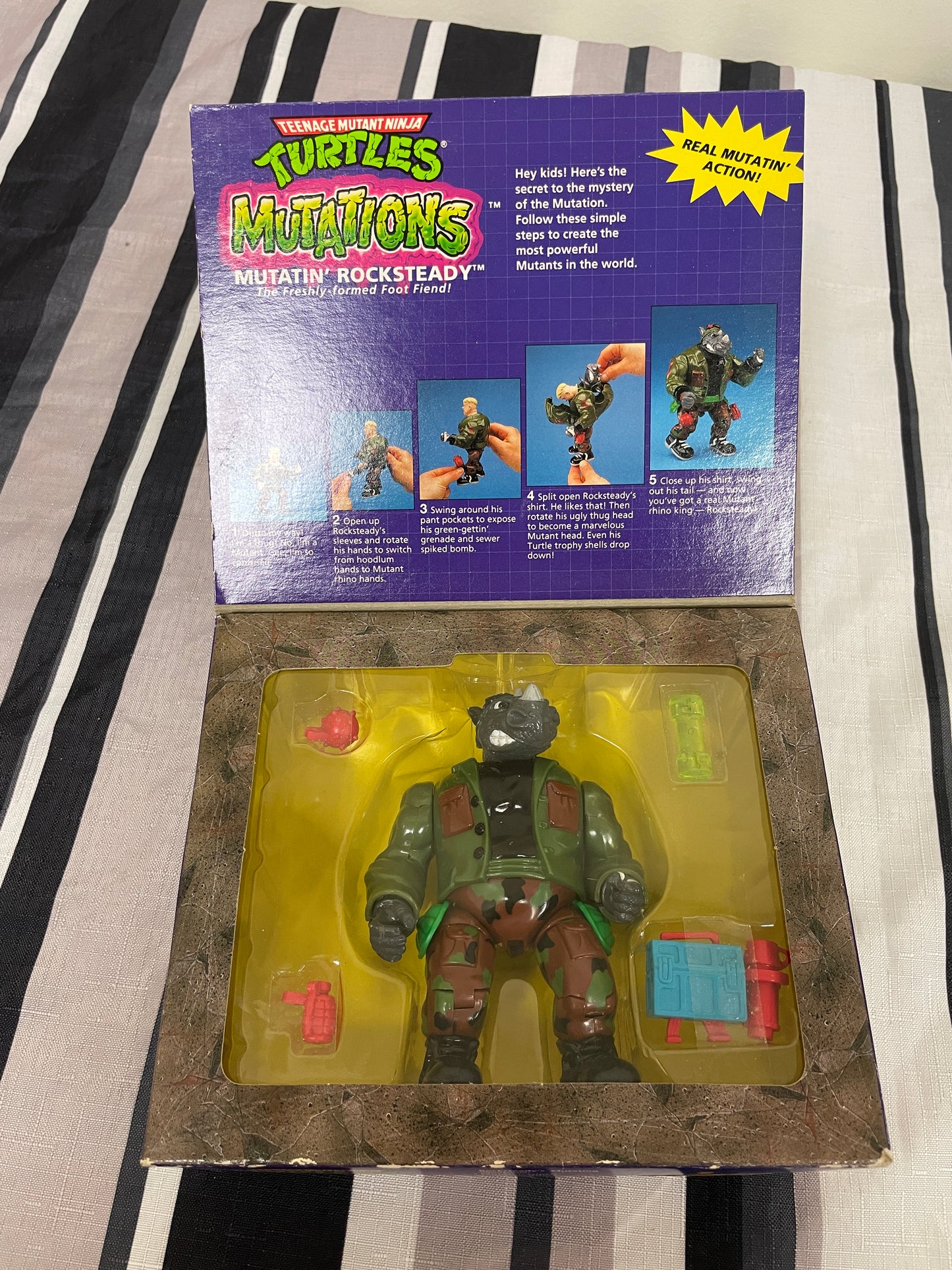 Teenage Mutant Ninja Turtles Mutations Mutatin' Rocksteady Vintage 1992