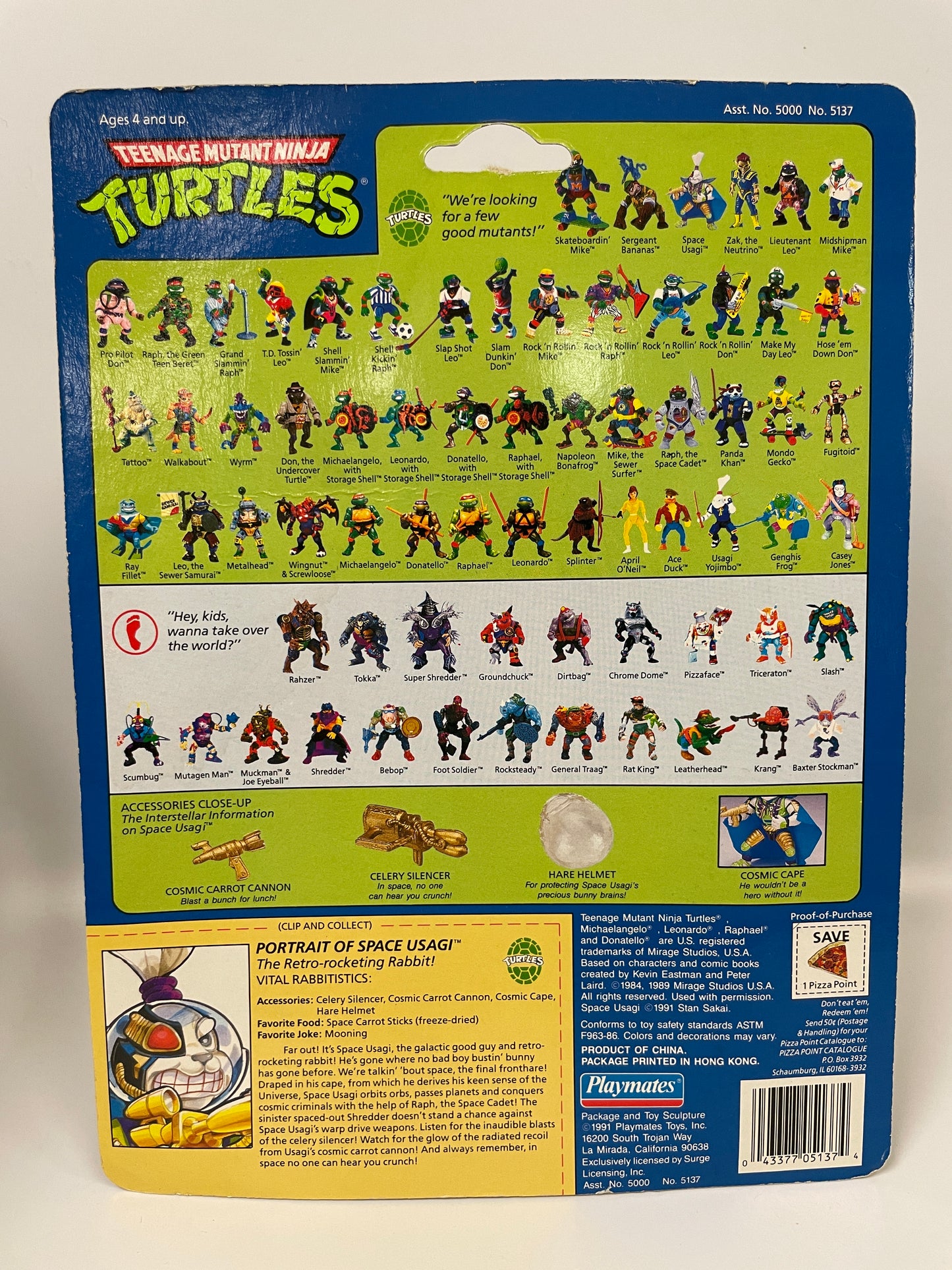 Teenage Mutant Ninja Turtles Space Usagi Playmates 1991 Vintage