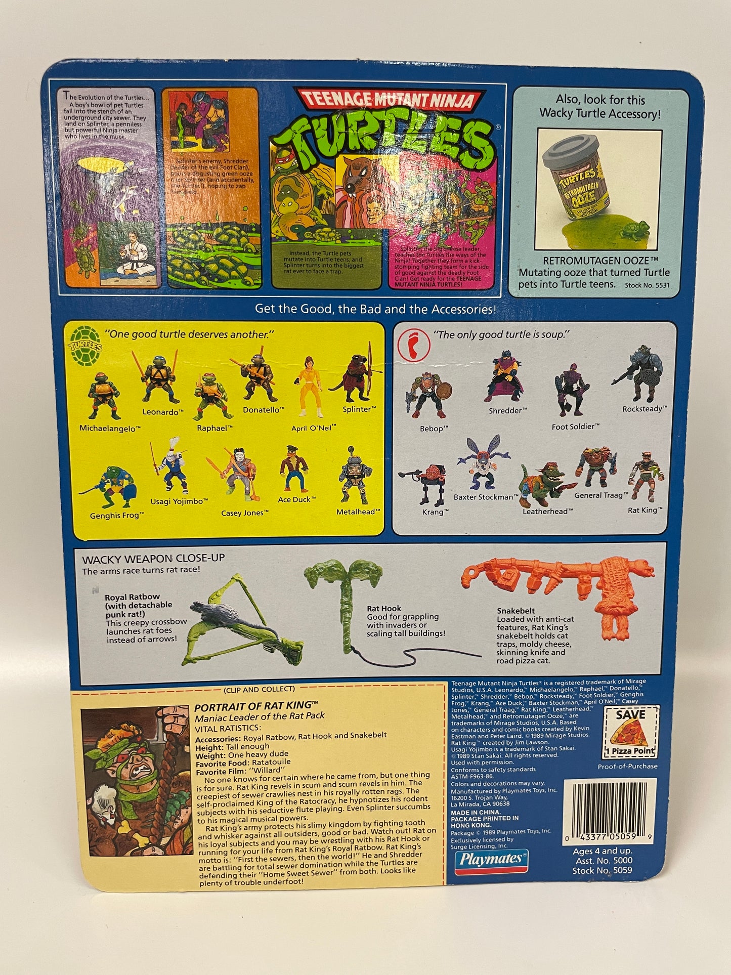 Teenage Mutant Ninja Turtles Rat King Playmates 1989 Vintage