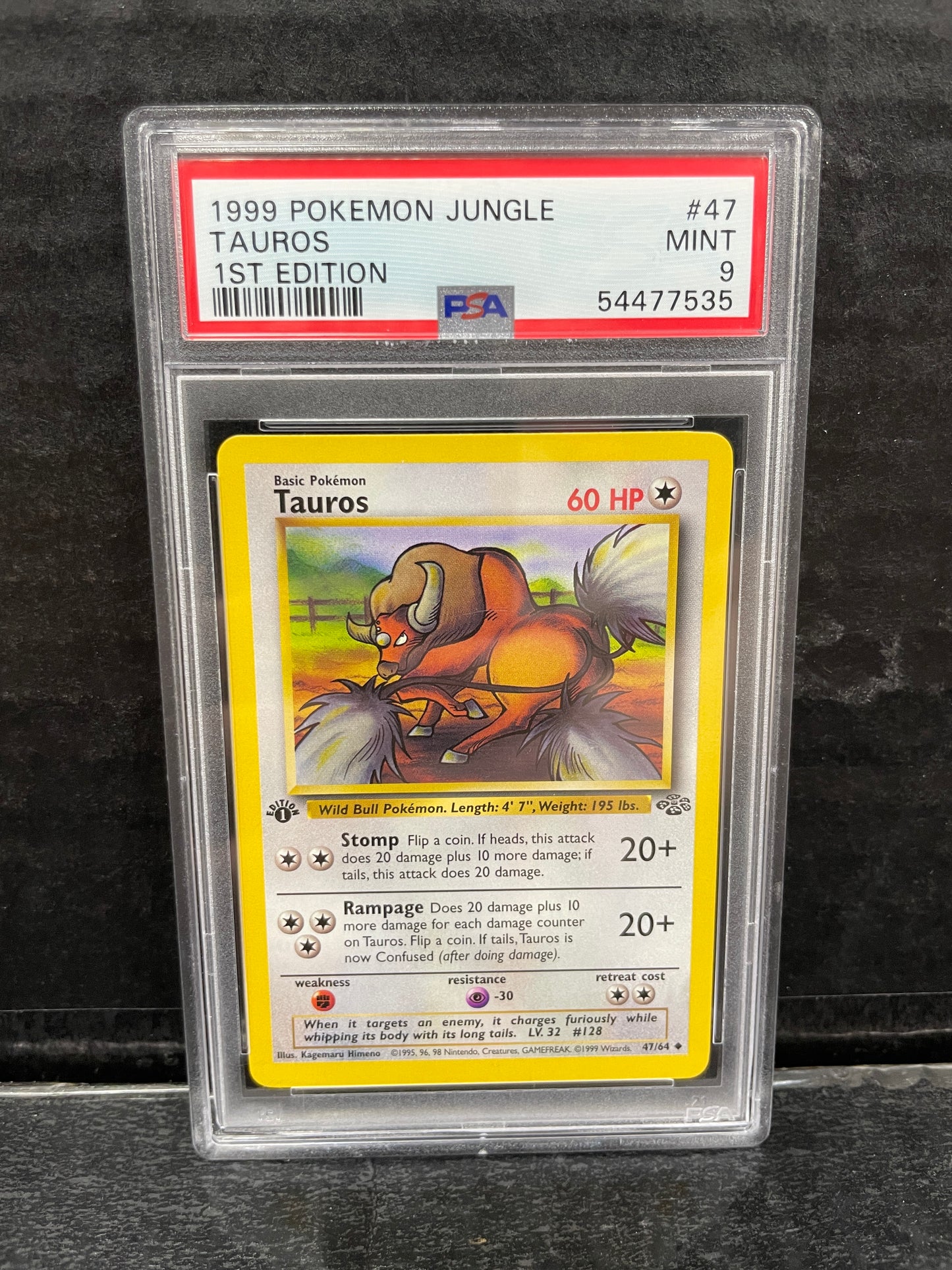 Pokemon Tauros 47/64 1st Edition Jungle PSA 9