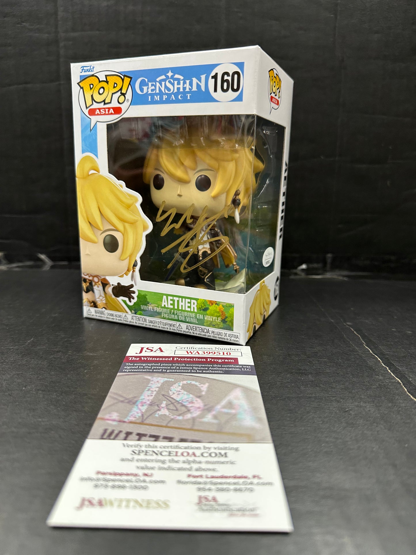 Funko Pop! Asia Genshin Impact Aether Signed by Zach Aguilar with COA (Grade A)