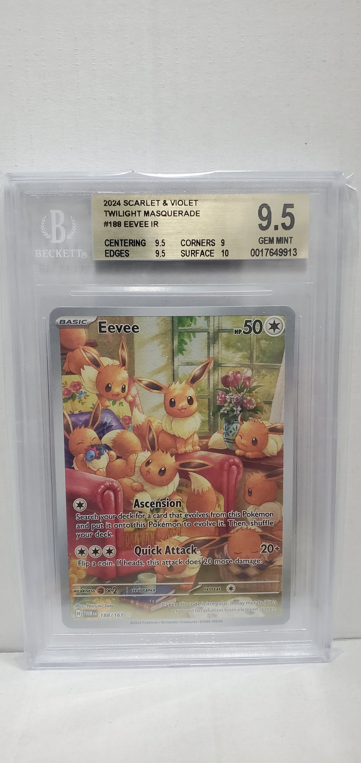 Pokemon Eevee 188/167 Beckett 9.5