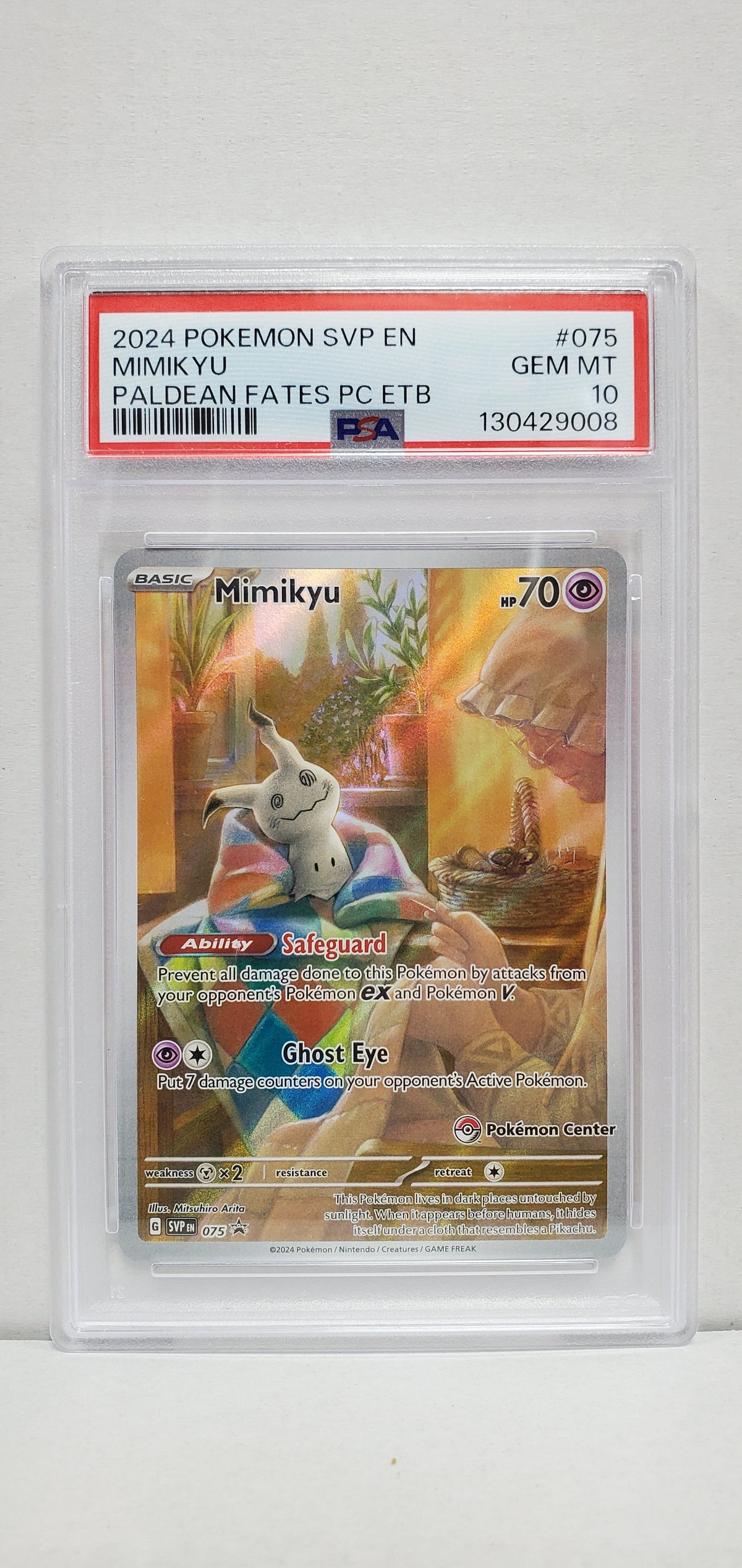 Pokemon Mimikyu 075 Pokemon Center PSA 10