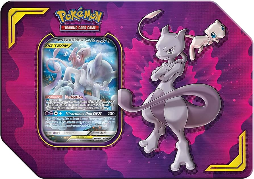 Pokemon Trading Card Game: Mewtwo & Mew GX Tag Team Tin 2019 Pokemon Trading Card Game: Mewtwo & Mew GX Tag Team Tin 2019