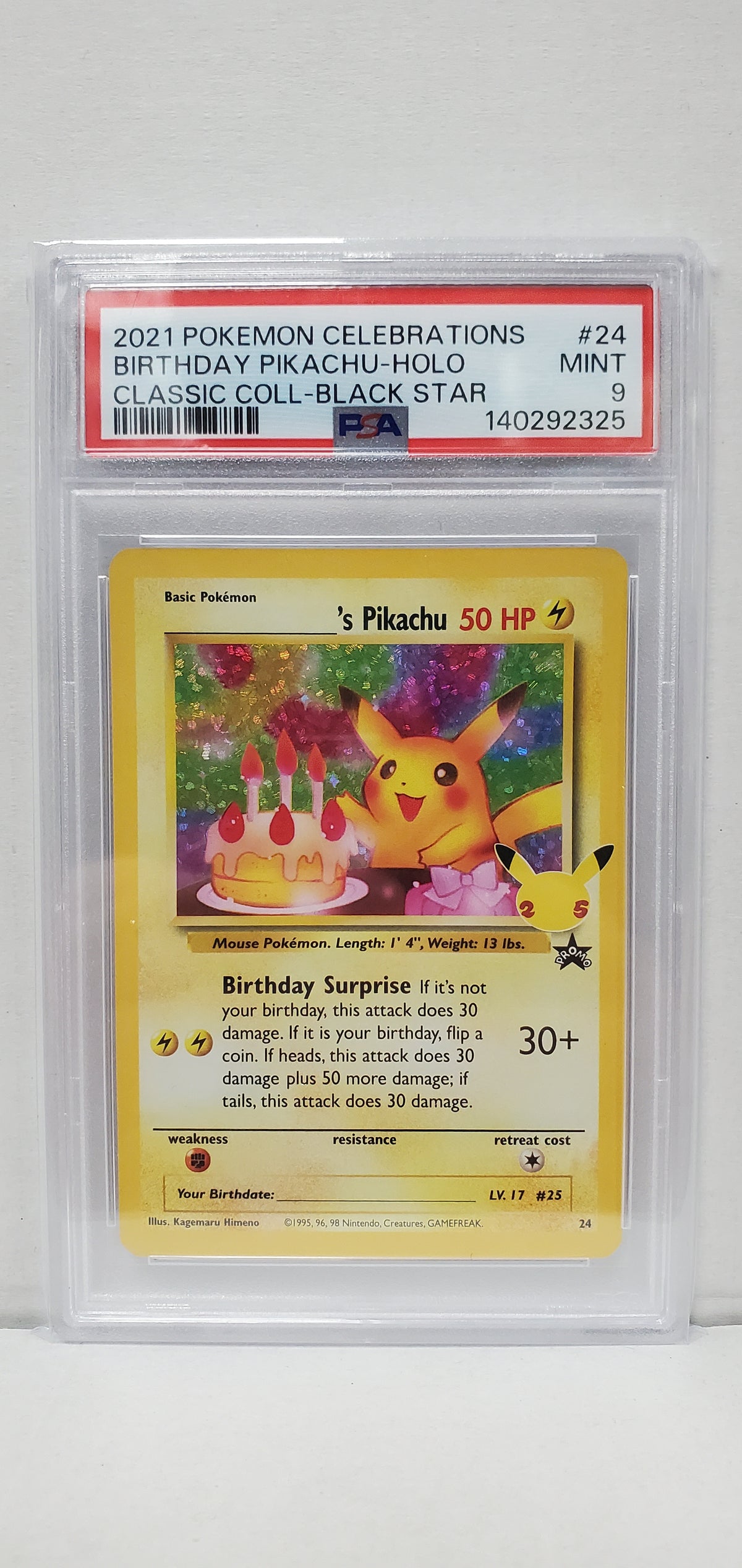 Pokemon Celebrations Birthday Pikachu 24 (2021) PSA 9