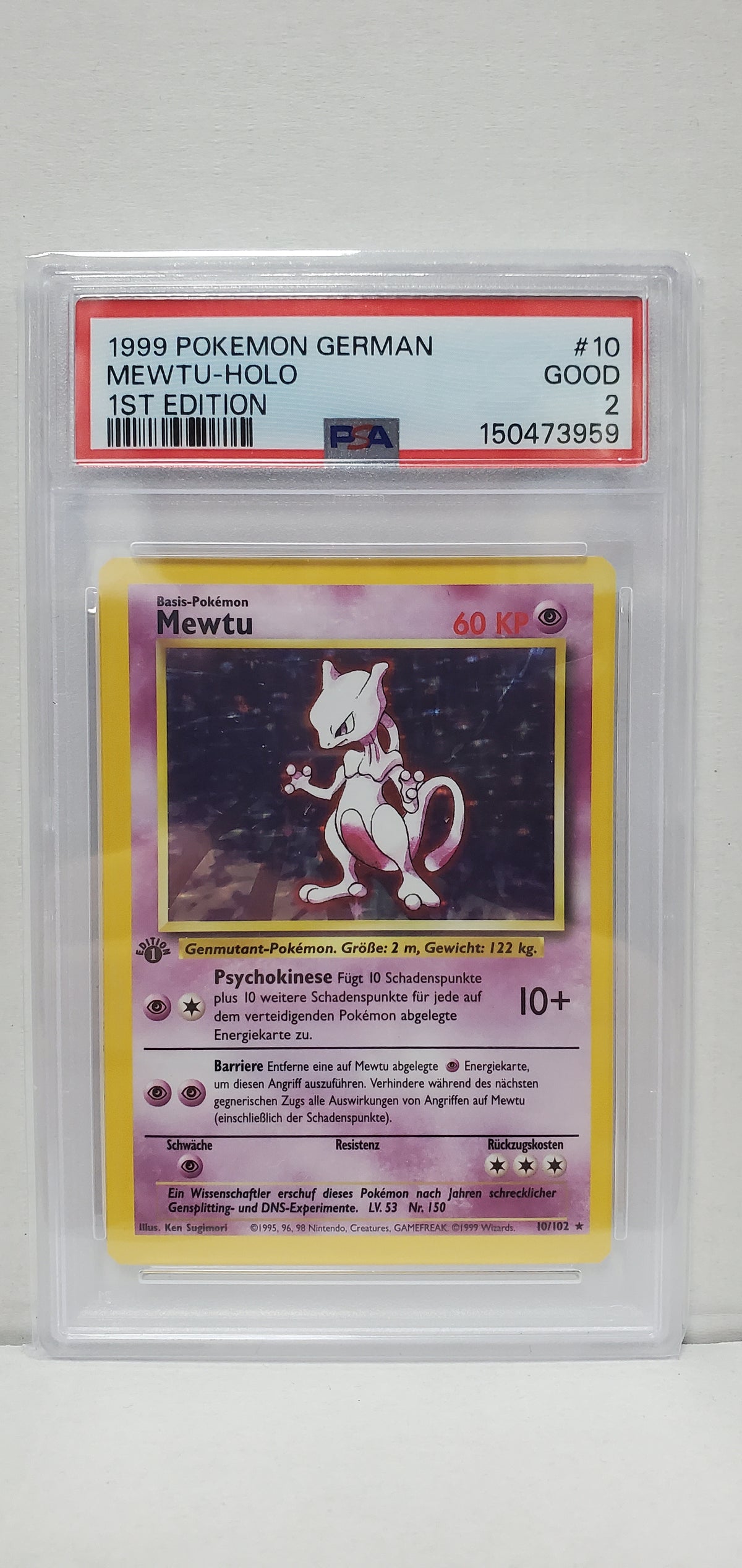 Pokemon German Mewtu 10/102 1st Edition (1999) PSA 2