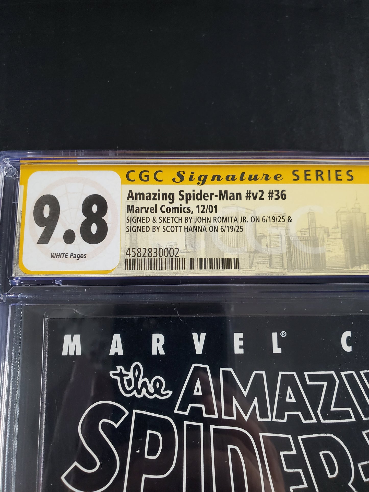 Amazing Spider-Man Vol.2 #36 (2001) CGC Signature Series 9.8 Signed and Sketch by John Romita Jr./Signed by Scott Hanna