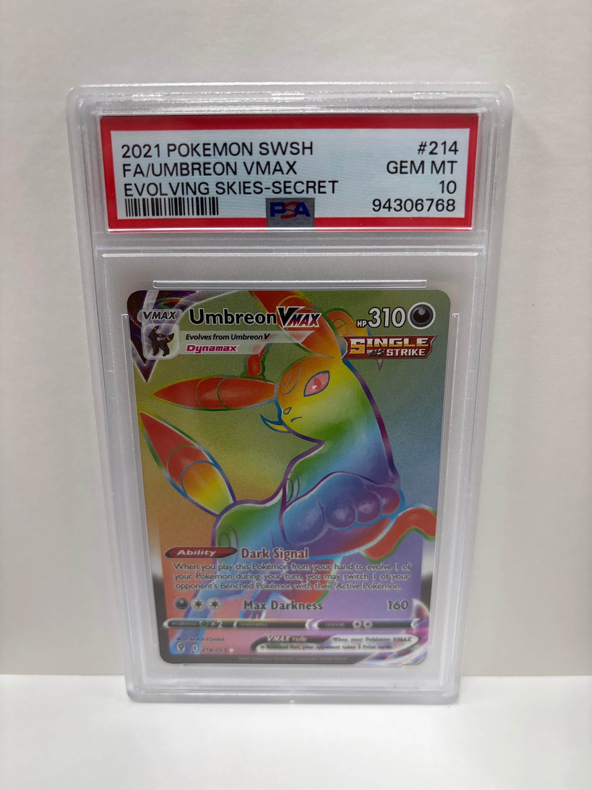 Pokemon Umbreon VMAX 214/203 PSA 10 Zapp! Comics Pokemon Umbreon VMAX 214/203 PSA 10 Zapp! Comics