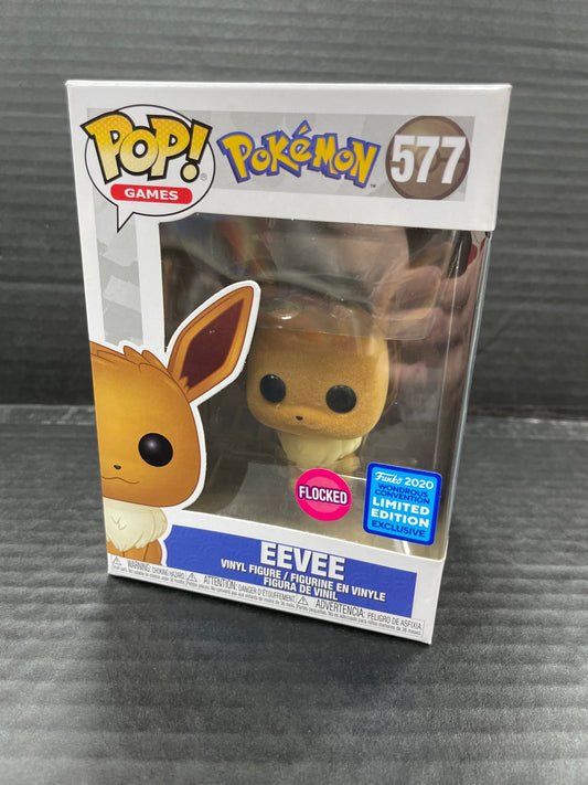 Funko Pop! Pokémon Eevee 577 Wondrous Convention 2020 Flocked Exclusive (Grade A-)