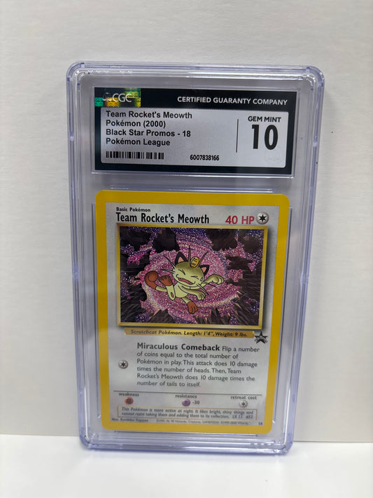 Pokemon Team Rocket’s Meowth 18 (2000) CGC 10