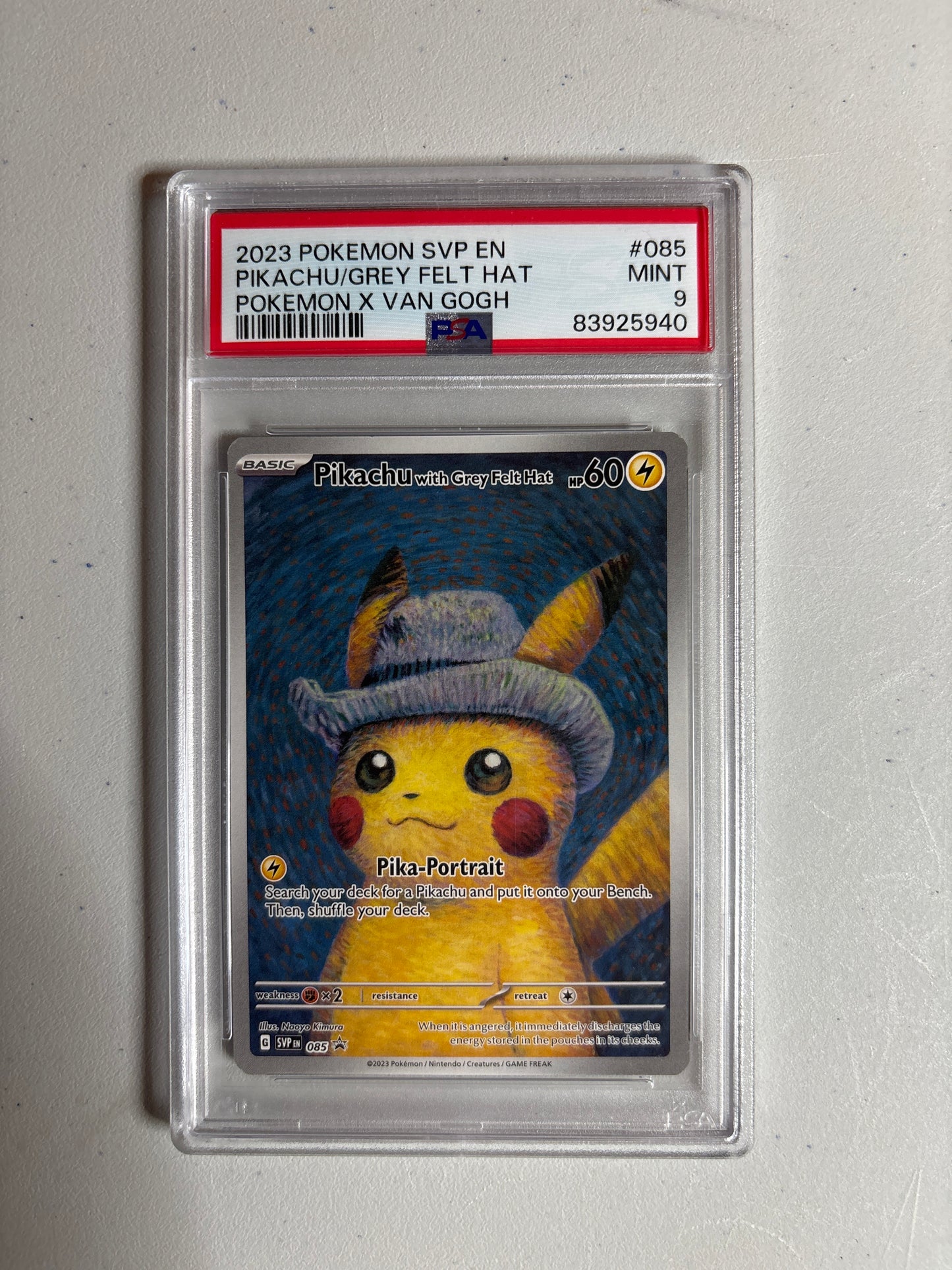 Pokemon Pikachu with Grey Felt Hat 085 PSA 9