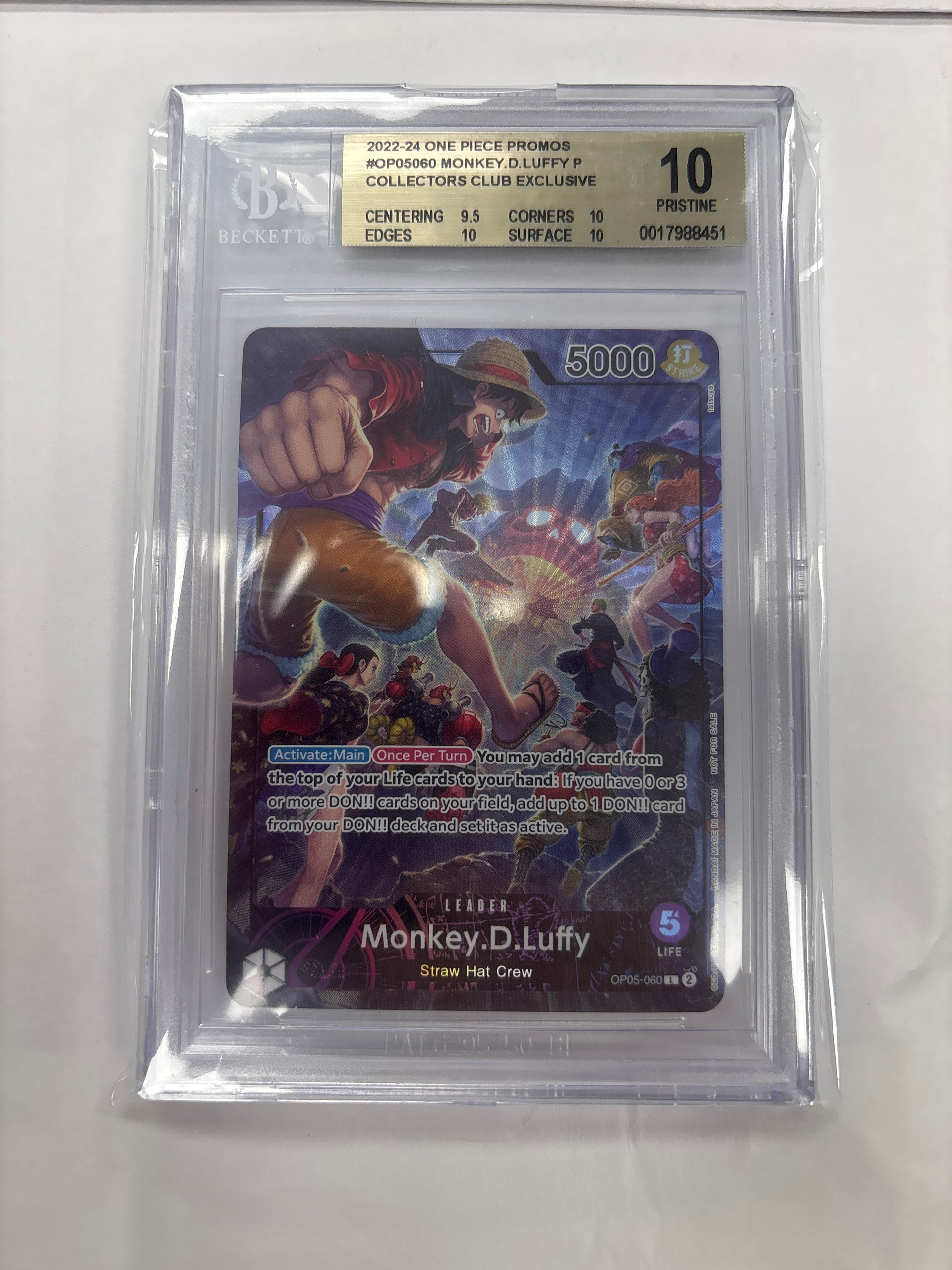 One Piece TCG Monkey D. Luffy OP05-060 Collectors Club Exclusive Becke –  Zapp! Comics