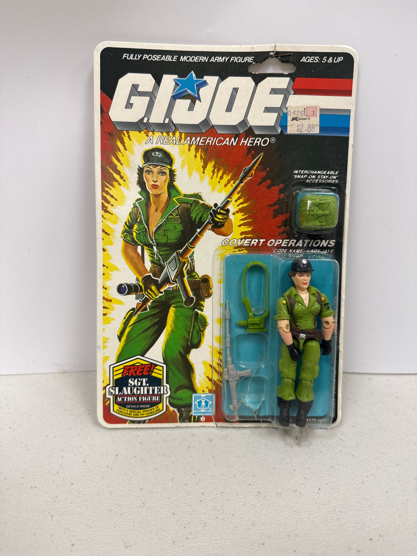 GI Joe Covert Operations Lady Jaye 1985 (Bubble falling off card)