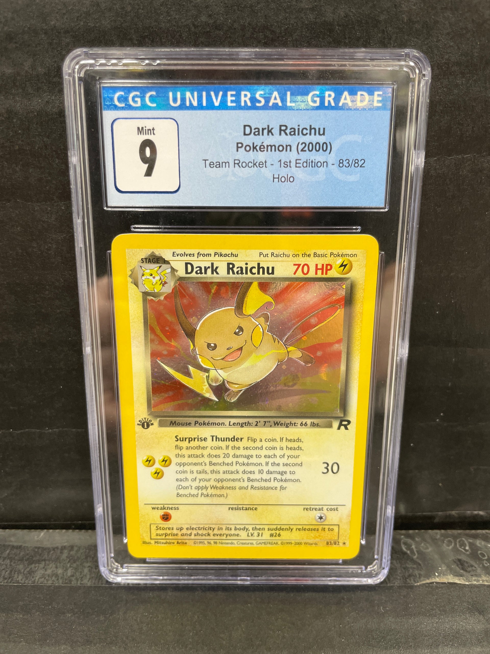 Pokemon Dark Raichu 83/82 First Edition CGC 9 – Zapp! Comics