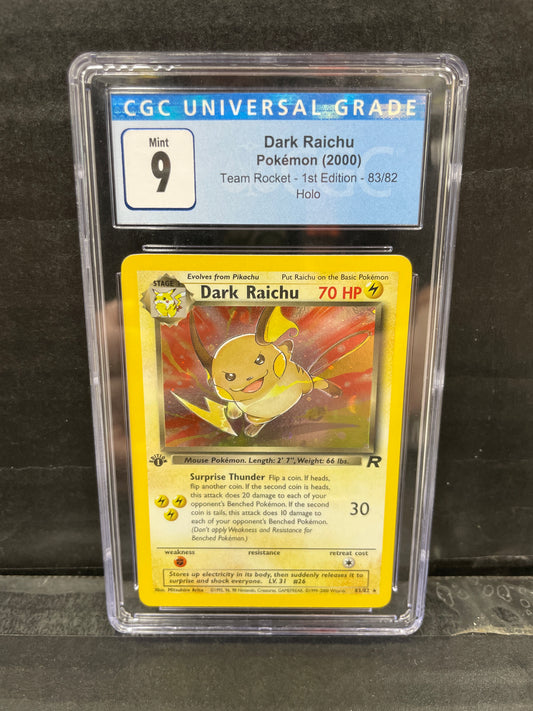 Pokemon Dark Raichu 83/82 First Edition CGC 9